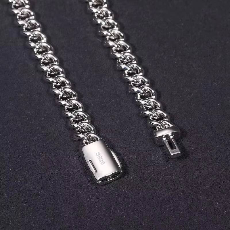 High Quality 6mm 925 Silver Necklace Cuban Chain Men Moissanite Necklace For Men Hip Hop Jewelry Gift