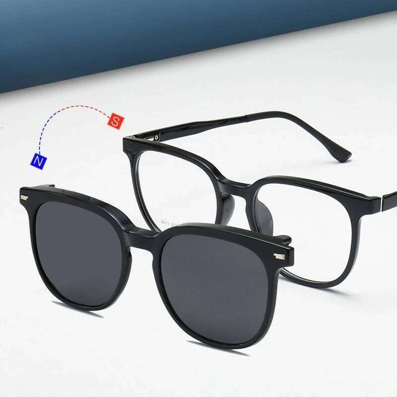 CLLOIO Fashion New Magnetic Men Women Myopia Elliptical Frame Sunglasses Prescription Customized Progressive Glasses