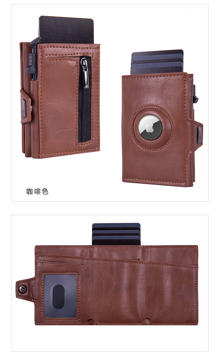 Genuine Leather Wallet with Coin Pocket Airtag Wallet RFID Blocker Wallet for Men 250722