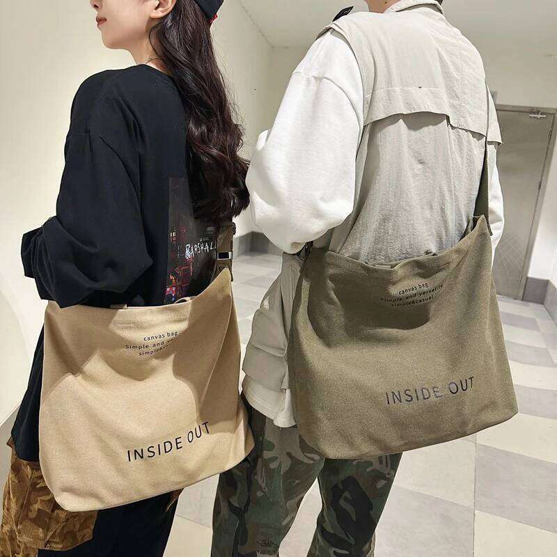 Large capacity commuter canvas messenger Laptop Simple all-in-one Tote Academy girl crossbody bag zwq