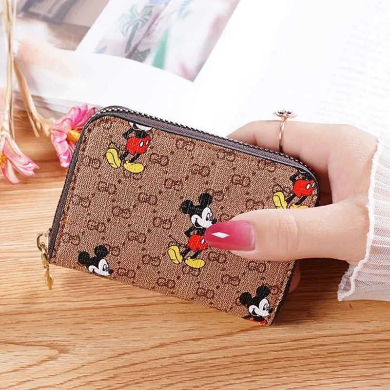 Disney Mickey Mouse Card Bag Wallets Zipper Women Cartoon Fashion Coin Purse Girls Clutch Luxury Credit ID Card Holder 11 Bits W250722
