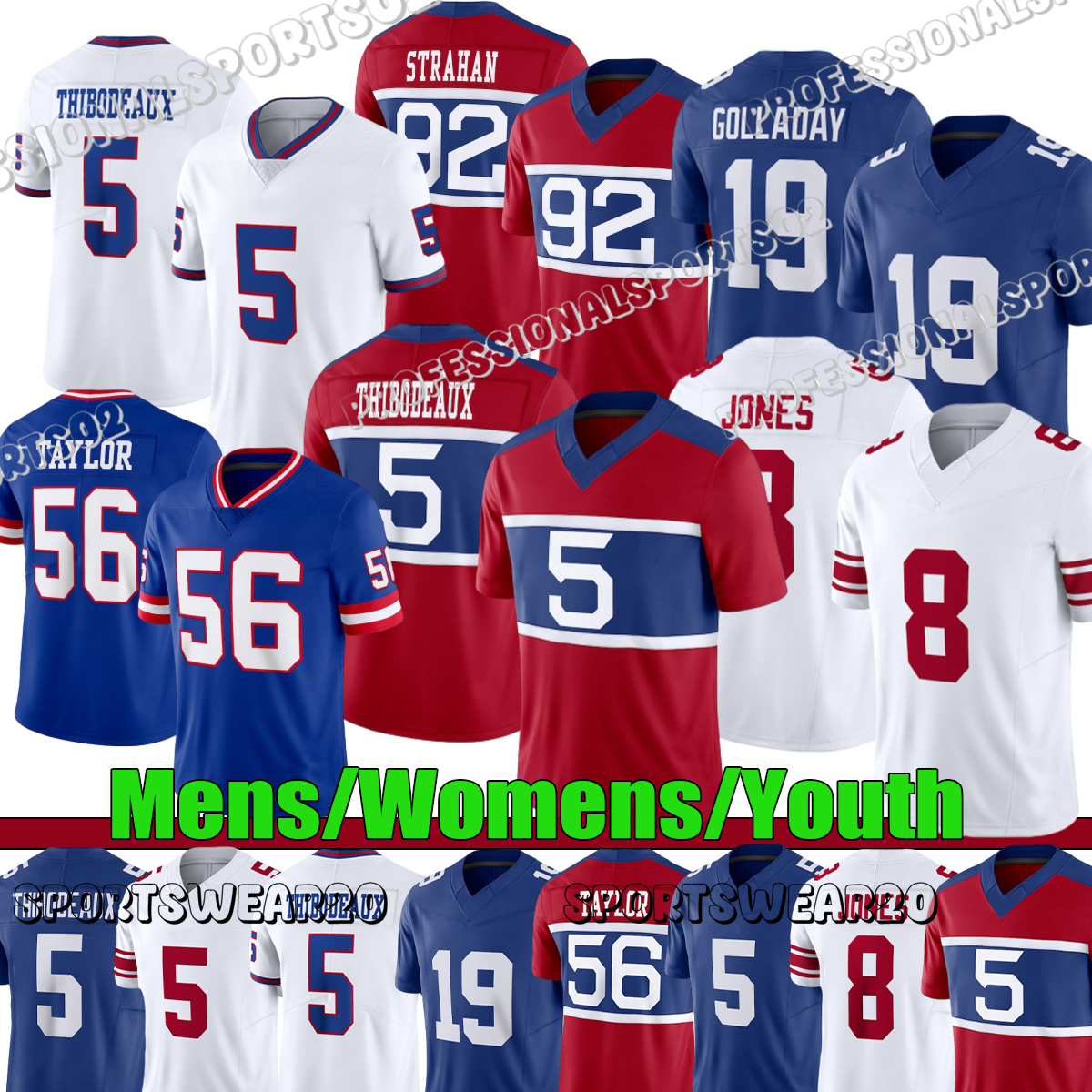 NewYorkcity ny GiantsS jersey #1 Malik Nabers Abdul Carter Dexter Lawrence II Deonte Banks Jalin Hyatt Lawrence Taylor Football jerseys