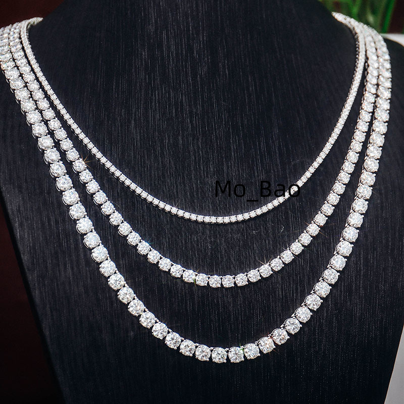 Gra Certified Moissanite Tennis Chain Diamond Tennis 16inch 18inch 20inch 22inch 24inch 925 Silver Hip Hop Tennis Necklace