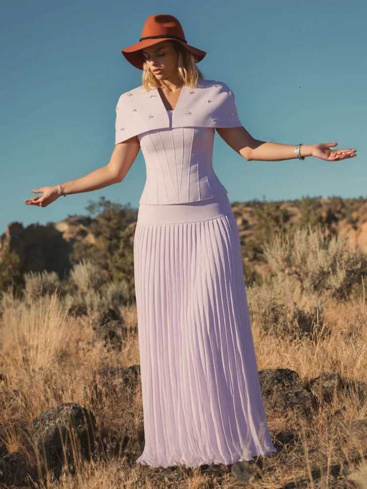 Ele Shl Pleated s Long Dress Women Sleeveless High Waist Slim Patchwork Evening Dresses 2025 Summer Chic Lady Dress XJ250722