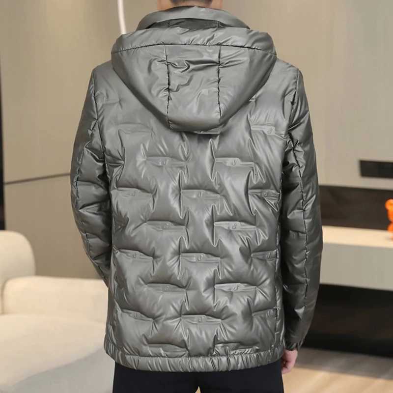 2025 Winter Mens Warm Hooded Duck Down Jacket Outdoor Windproof Waterproof Puffer Coat Solid Color Padded Top Clothing W250722