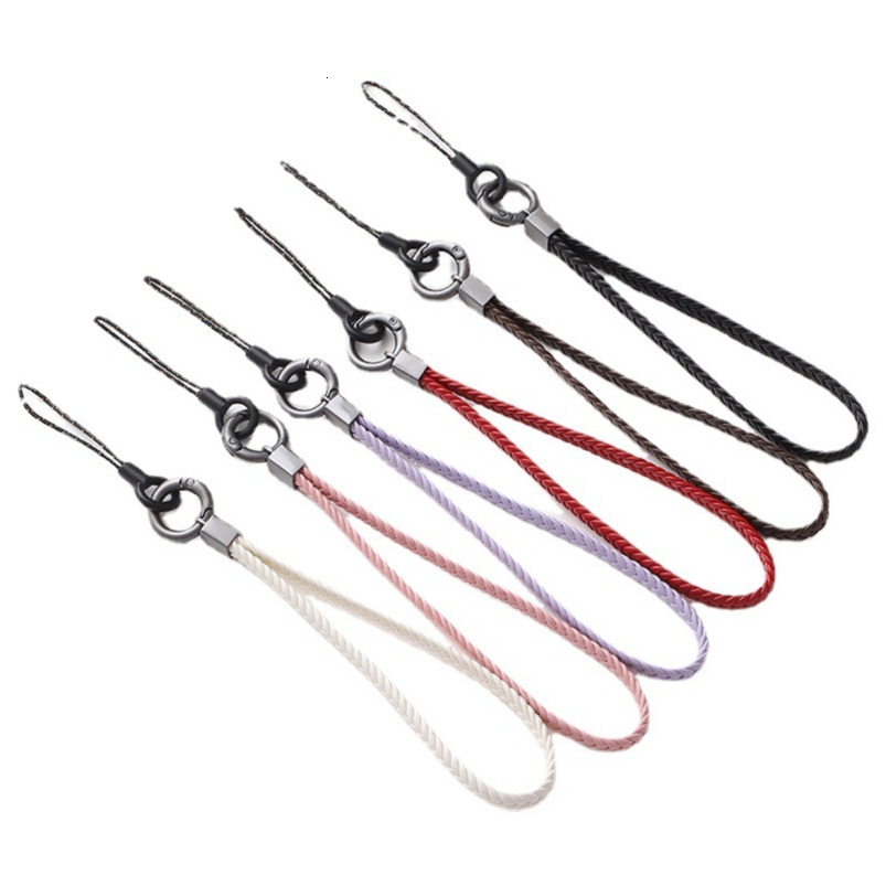 Yilian New 5-Strand Flat Braided Lanyard Creative Leather Neck Hanging Rope Phone Chain Short Wrist Strap
