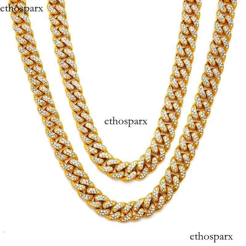 Gold iced out cuban link chain jewelry hiphop miami men cuban chain necklace jewelry cuban link jewelry chain