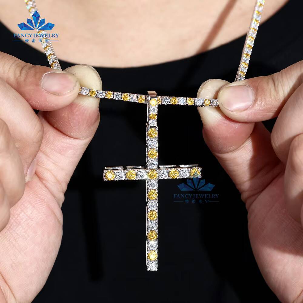 2025 Double Color Moissanite Hiphop Moissanite Chain Sparkling Bling Two Tone Iced Out 3mm/4mm/5mm/6.5mm Moissanite Tennis Chain