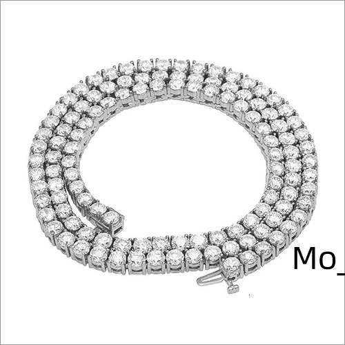 VVS Diamond Tennis Chain 3MM Round Brilliant Cut Moissanite Necklace in 925 Silver for Men Women Elegant Tennis Necklace