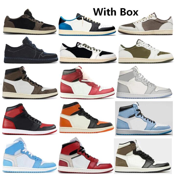 Best Quality Basketball Shoes Suede TS Reverse Mocha Medium Olive Fragment Bred Lost and Found Dark Mocha Shattered Backboard Men Women Sports Sneakers