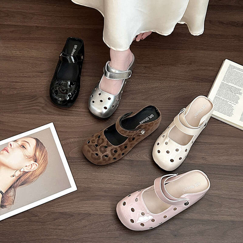 Fashion Versatile Casual Mary Jane Clogs for Women 2025 Summer New Two-Way Breathable Closed-Toe Sandals