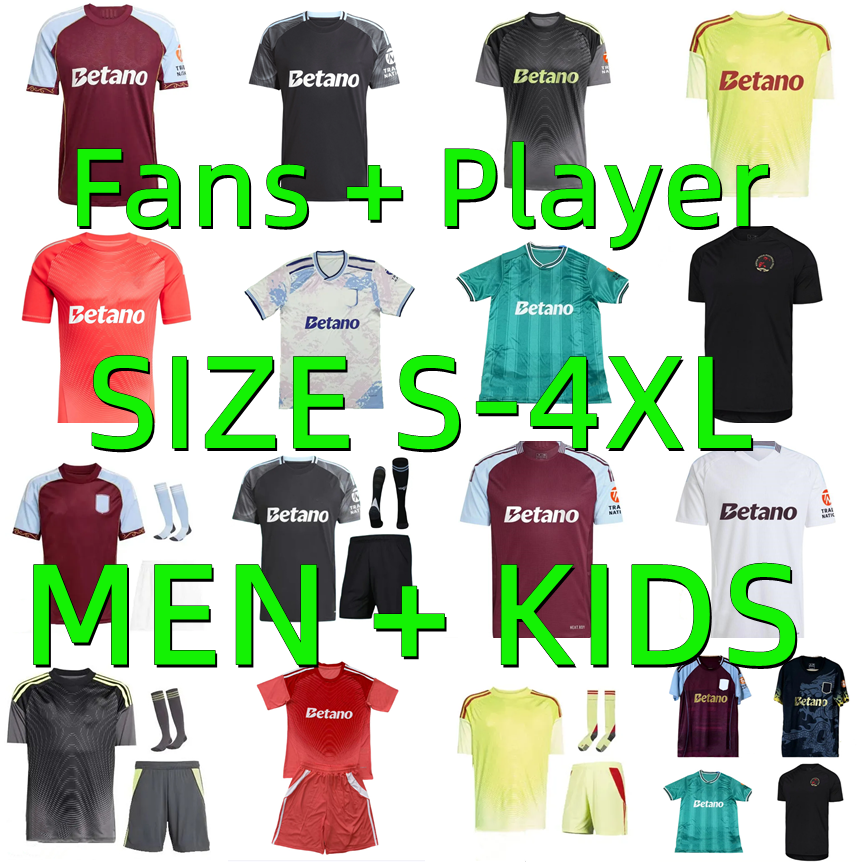 2025 2026 Astons villaes RASHFORD Soccer Jerseys 24 25 26 WATKINS BUENDIA MARTINEZ goalkeeper McGINN TIELEMANS Player version 150 Year Football shirt Men kids kits