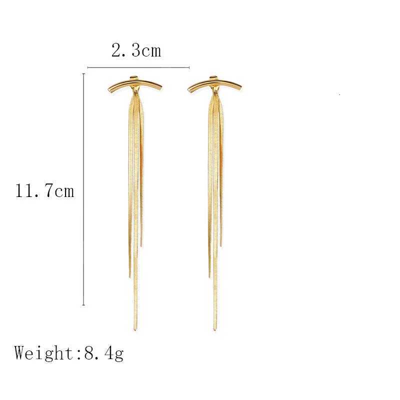 Vintage Glossy Arc Bar Long Thread Tassel Drop Earrings for Women Geometric Fashion Jewelry Accessories Hanging Earrings XJ250722