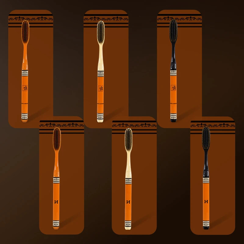Luxury Pack of 6 high-end light adult household long-head soft-bristled toothbrushes 250722