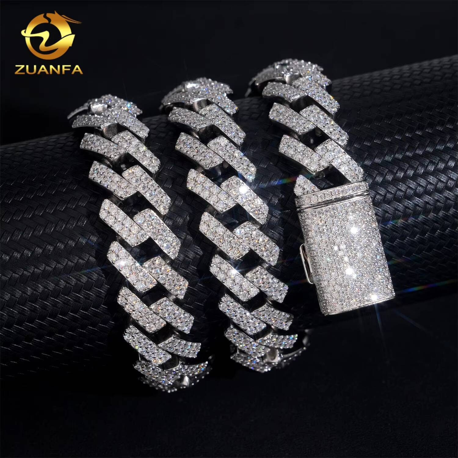 Luxury Free Engraving S925 Silver VVS Lab Moissanite Diamond 16mm Miami Hip Hop Fine Jewelry Men Necklace Cuban Link Chain