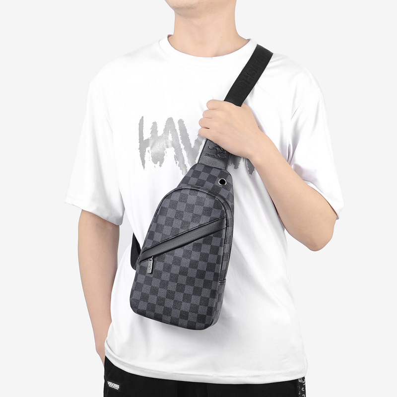 Plaid chest bag new cross-body bag men's shoulder bag trend simple cycling backpack mobile phone bag trend
