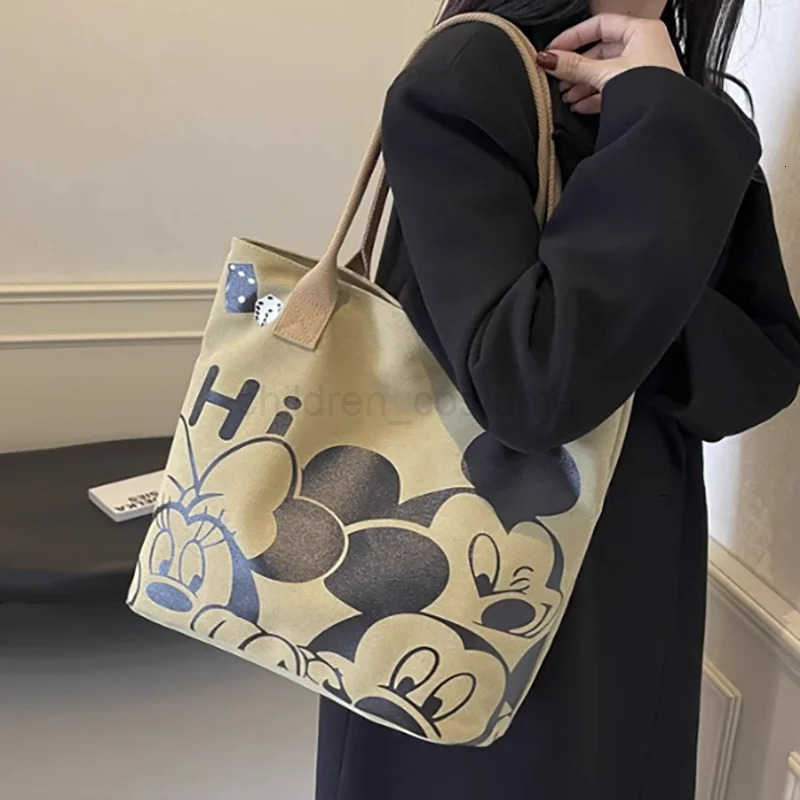 Disney Mickey Graffiti Womens Shoulder Bags Large Capacity Canvas Tote Handbag Daily Commuting Laptop Bag W250722