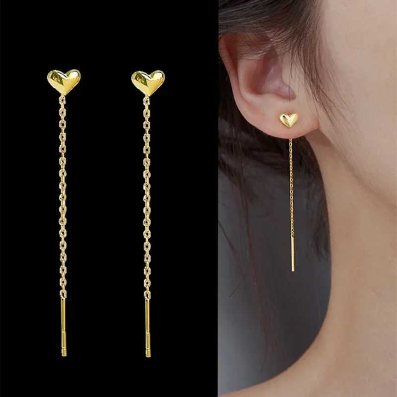 Long Tassel Heart Drop Earrings Gold Silver Color Hanging Women Earrings 2025 Korean Trend Earrings Fashion Party Jewelry Gift XJ250722