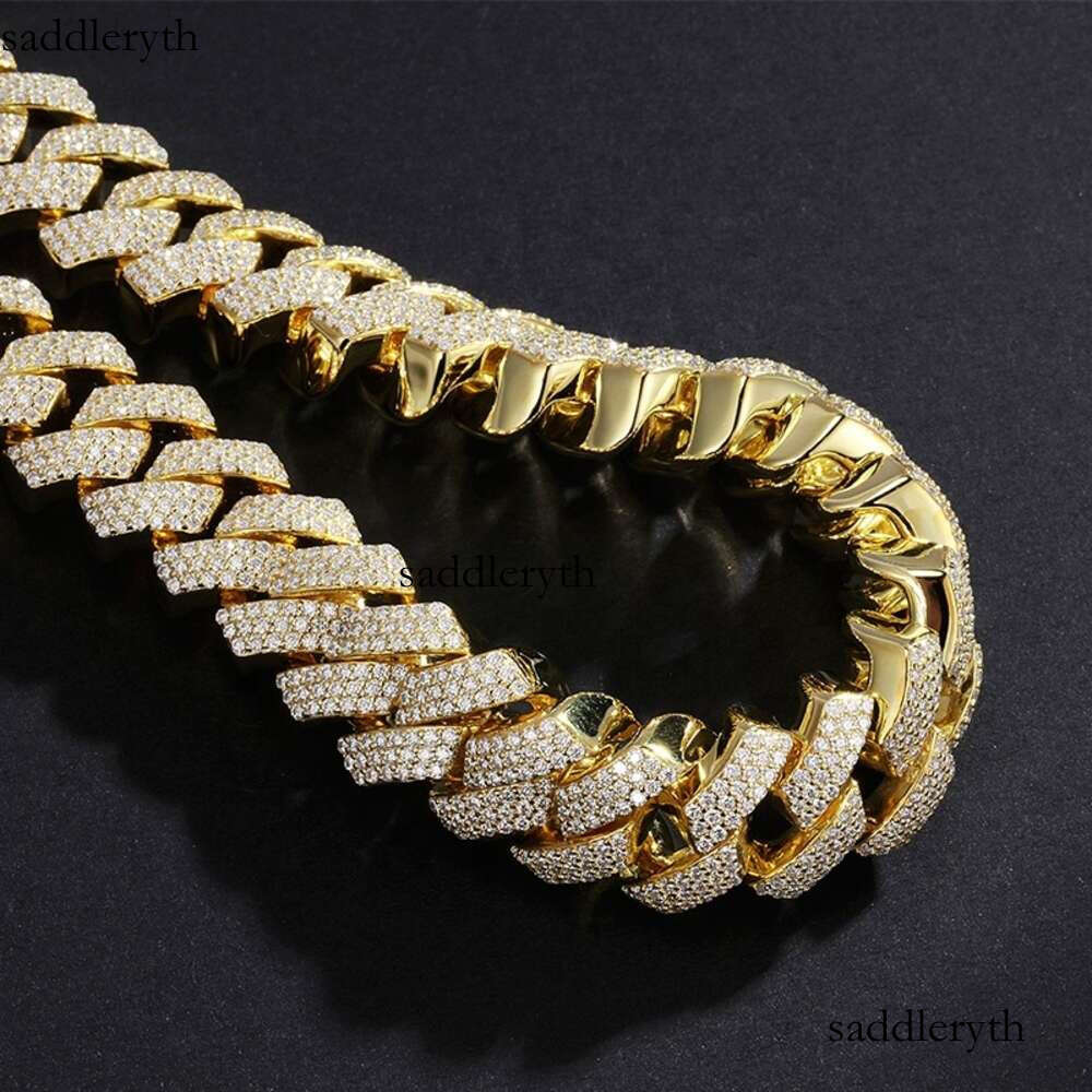 Necklace moissanite chain cuban link chainHip Hop Jewelry Custom VVS Lab Dia Mossinate Chain Men 14k Gold Vermeil