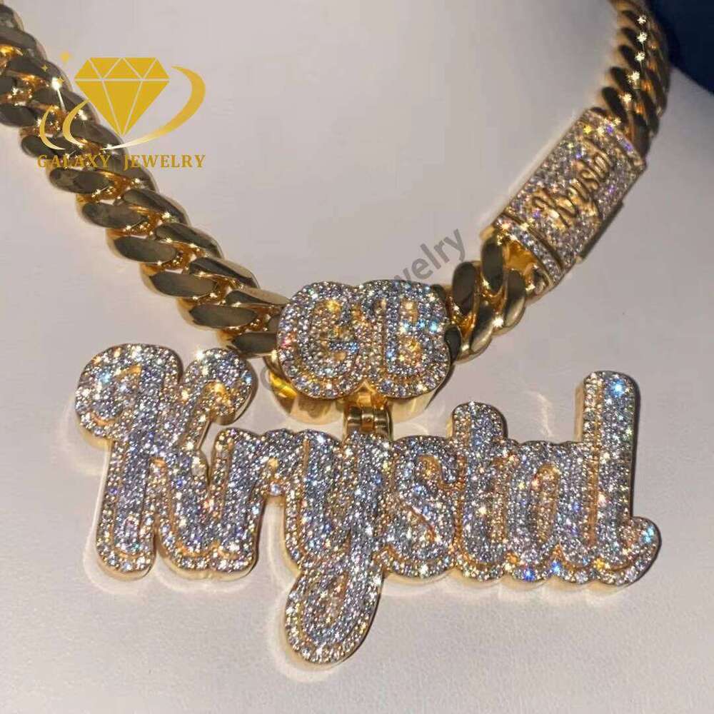Custom Pendant Necklace Vvs Dia Mossanite Iced Out Name Pendants Letter With Moissanite Chain