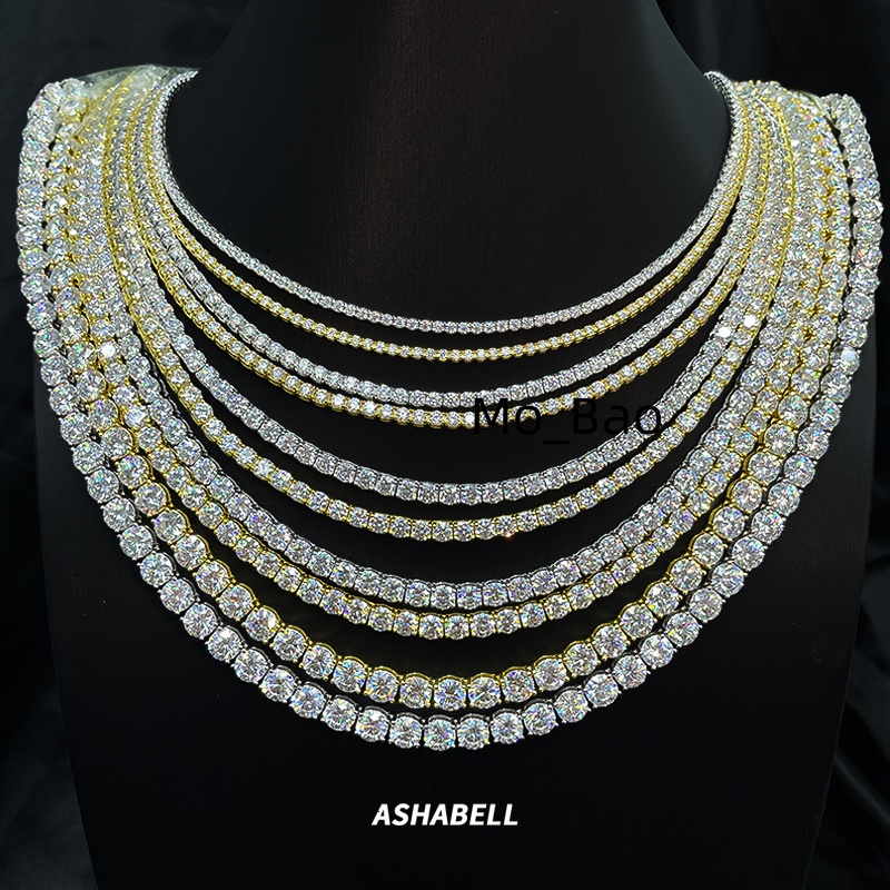 HipHop 3MM 4MM 5MM Couple Tennis Chain Cubic Zirconia S925 Silver Plated 18K Gold Tennis Necklace Bracelet for Men and Women