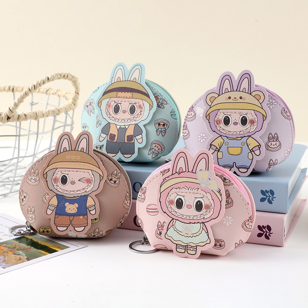 Children's Kawaii Cartoon Labubu Coin Wallet Cute Sweet PU Leather Kids Girl Zero Wallet Female Walle Kids Gifts