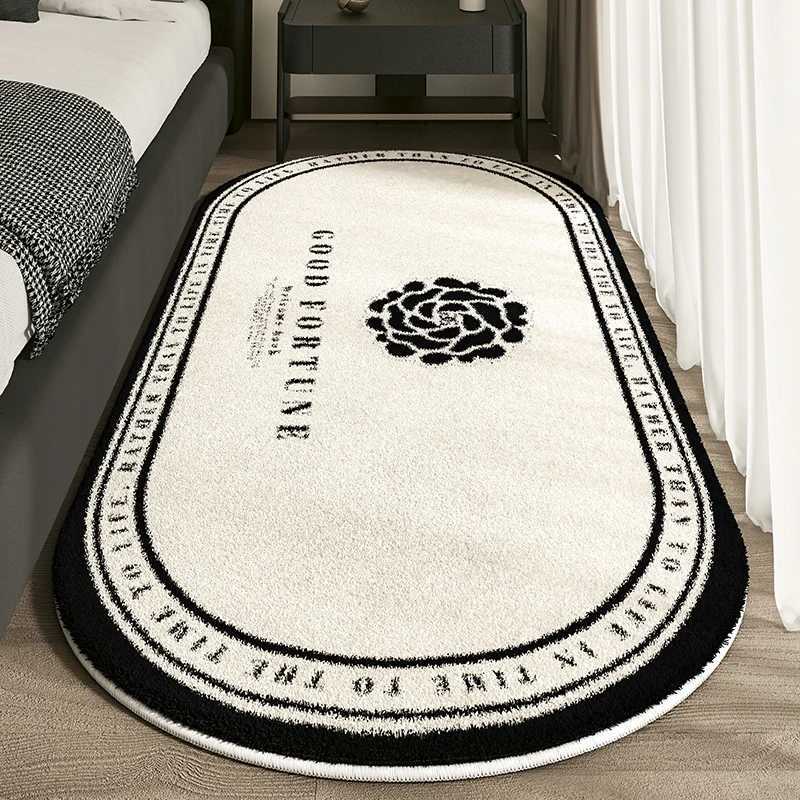VIKAMA Cashmere Imitated French Small Fragrance Bed Rug Advanced Sense Living Room Study Oval Dirt Resistant Non-Slip Carpet XJ250722