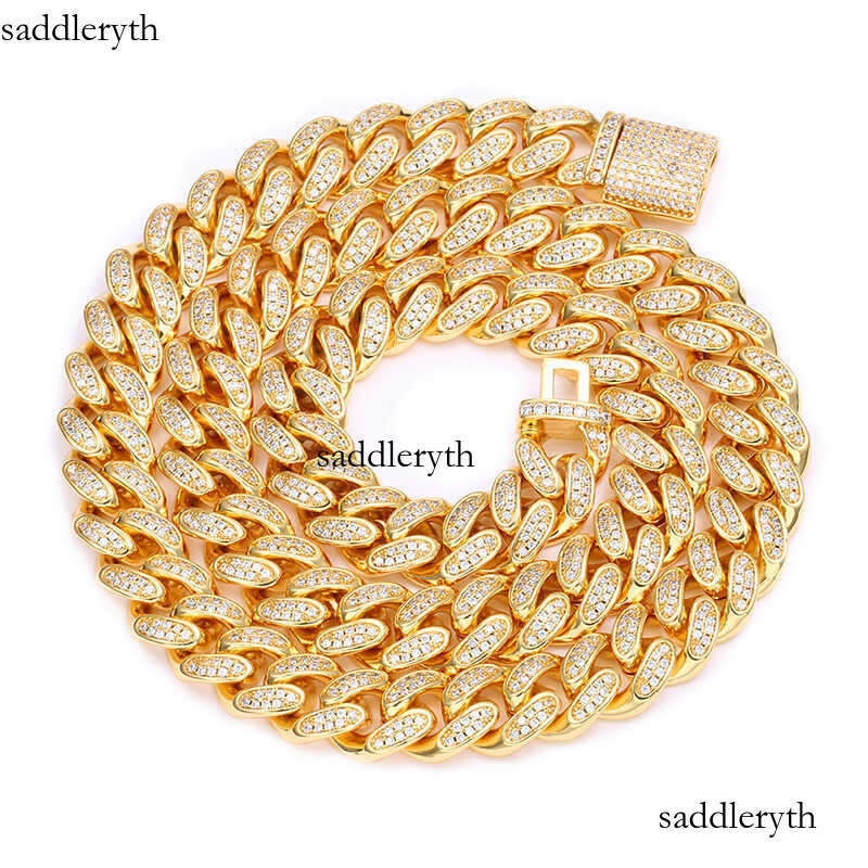12mm Latest Trendy Moissanite Link Chain Gold Color Dia Iced Out Necklace Hip Hop sier S Cuban chain