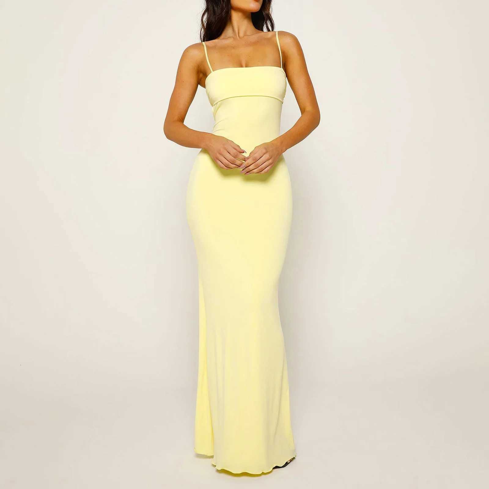 Fe Ele Bodycon Mini Dresses Party Long Cami Dress Women Spaghetti Strap Dress Slim Square Neck Adjustable Satin Dress XJ250722