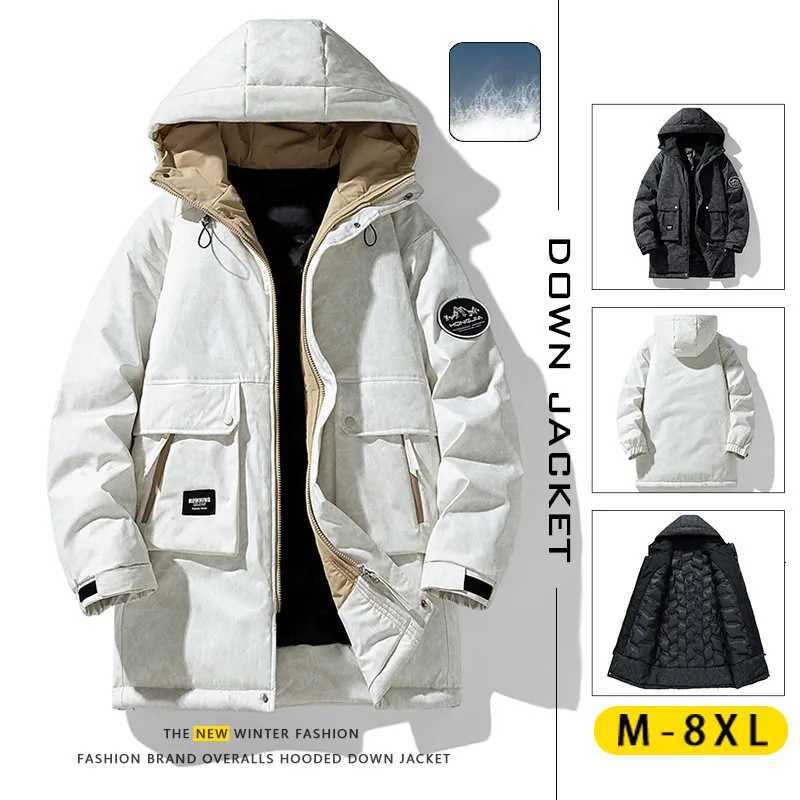 85% White Duck Down Mens Winter Long Jacket Warm Coats Hooded Windbreaker Waterproof Outdoor Casual Puffer Jackets Large Size 8xl W250722