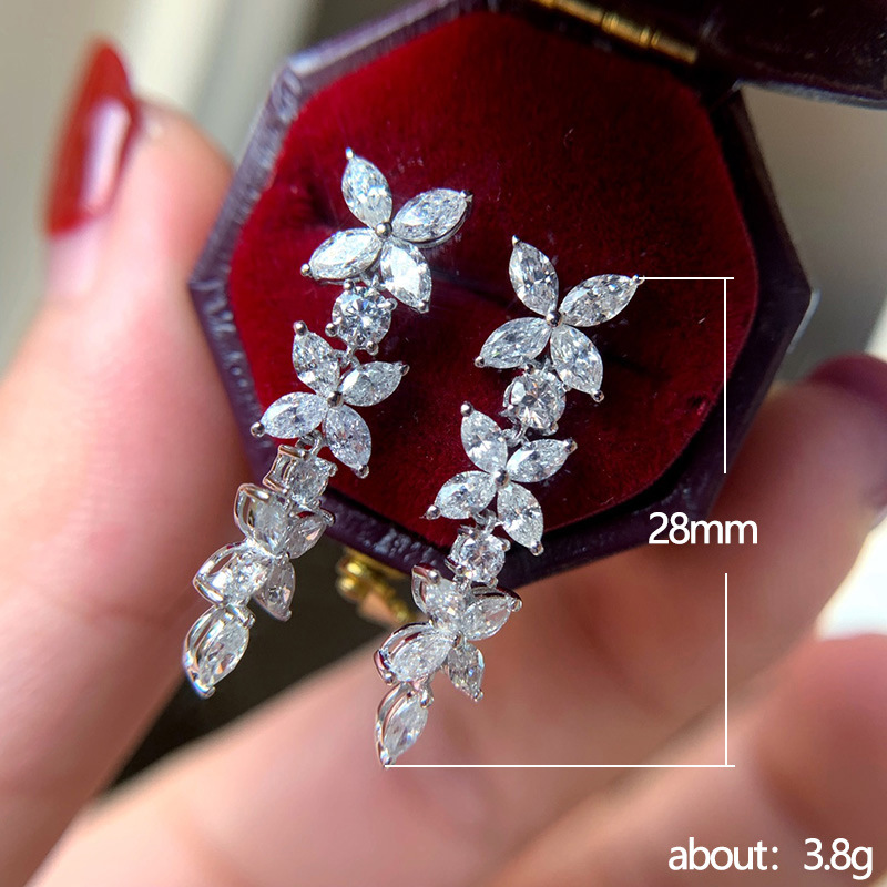 Silver - Tone Floral Drop Earrings With Rhinestone Accents Elegant Party Jewelry And Gift For Her High Quality And Sparkling Jewelry
