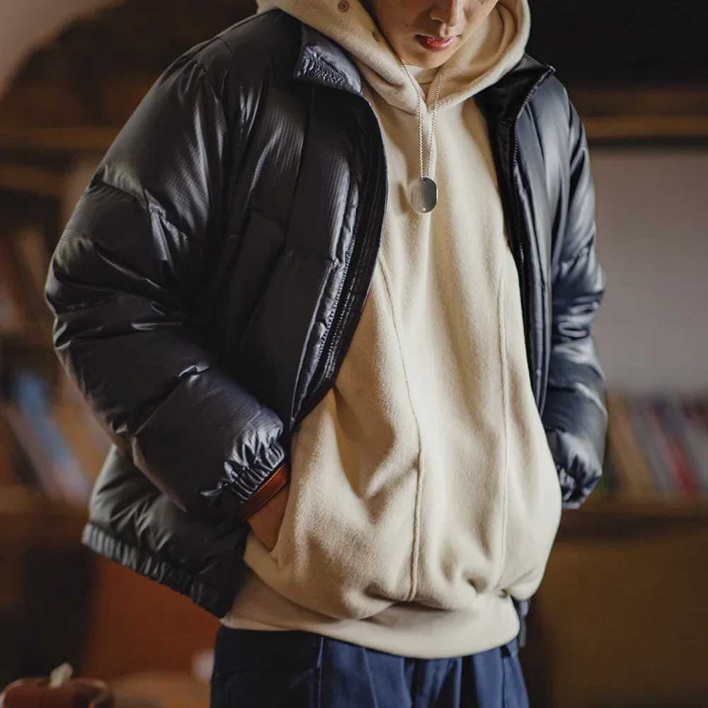 90% White Duck Down Jacket with Stand-up Collar and Zipper Puffy Jacket for Men Versatile Outerwear for Fall and Winter W250722