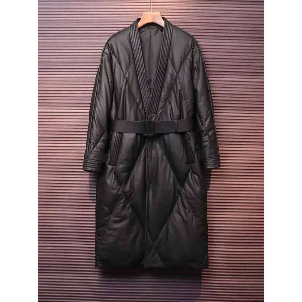 Black Fashion Cotton Jacket V Neck Long Sleeves Belt Gathered Waist Female Classic Winter Clothing New 2DB1405