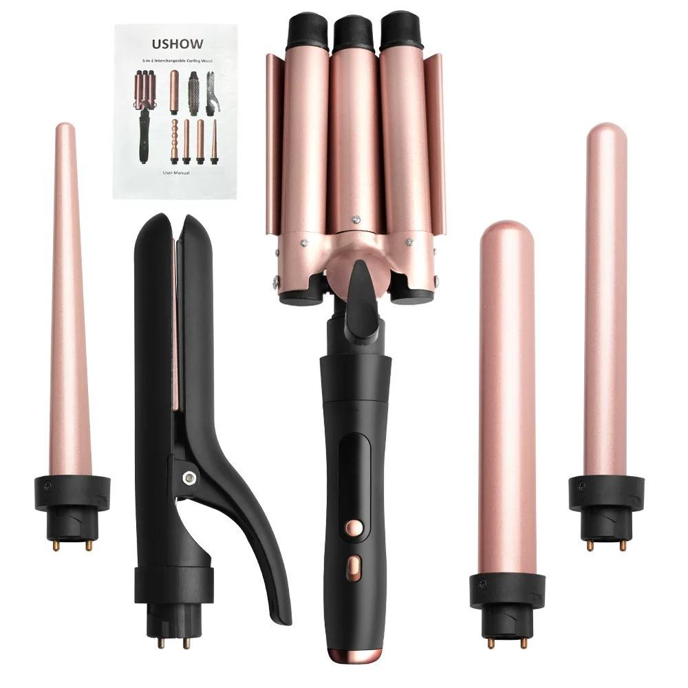 Multi-function head LCD display smart 5-in-1 tube change curling iron free shipping free shipping
