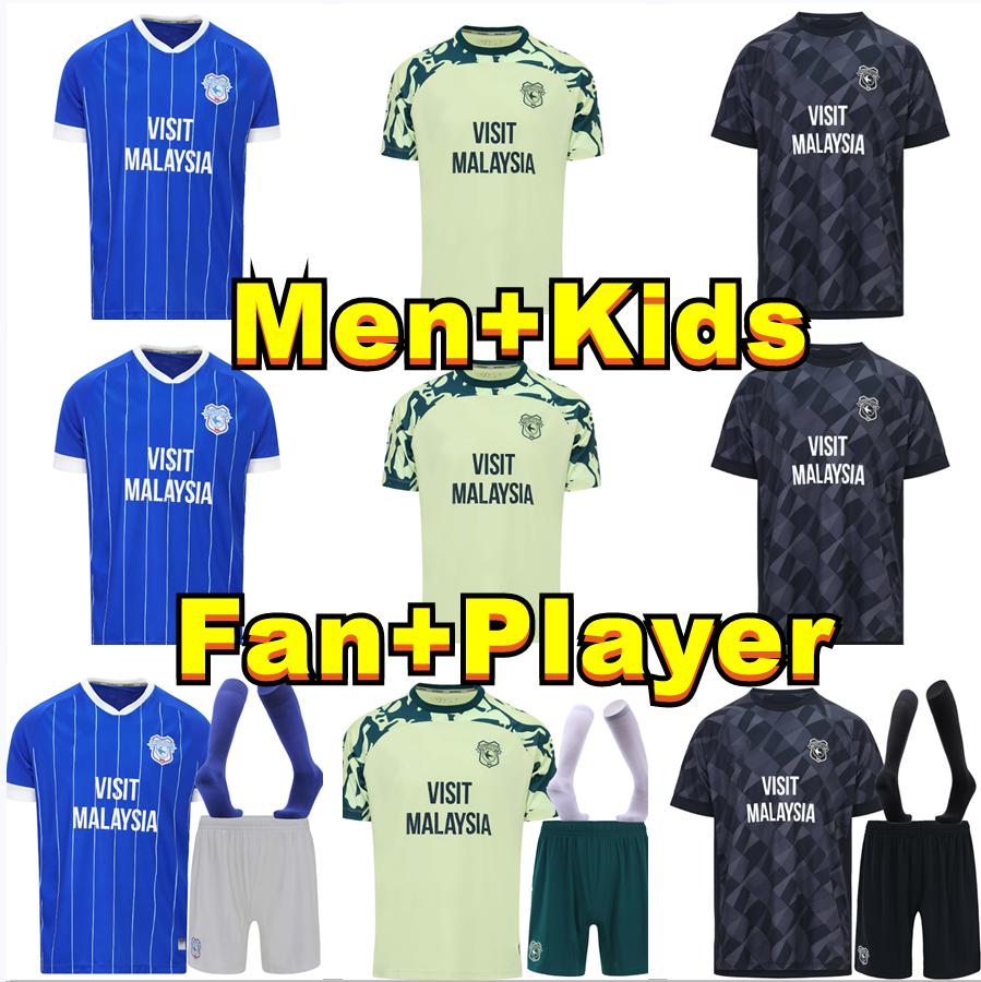 Cardiff Citys 25-26 home jersey 2025 2026 RALLS PHILOGENEP RINOMHOTA COLWILL features a bold and stylish return to white pinstripes on a royal blue ba kids kit Football