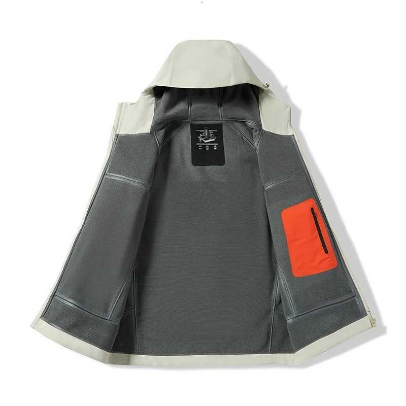 High quality full heat sealing pressure glue windproof waterproof hooded jacket outdoor sports mountaineering suit for men W250722