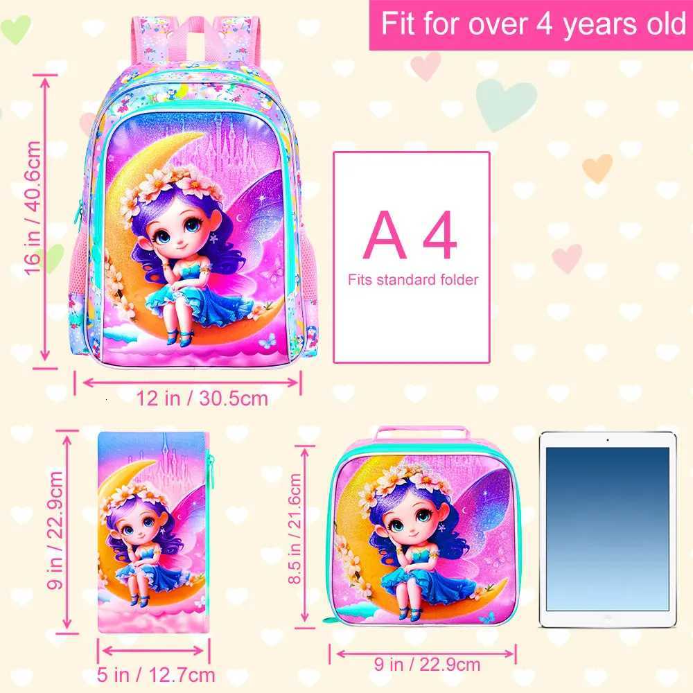 3PCS Girl Backpacks for Elementary Kids Backpack School with Lunch Box 16 Bookbag for Girls 3 in 1 Set for Water Resistant Y250722