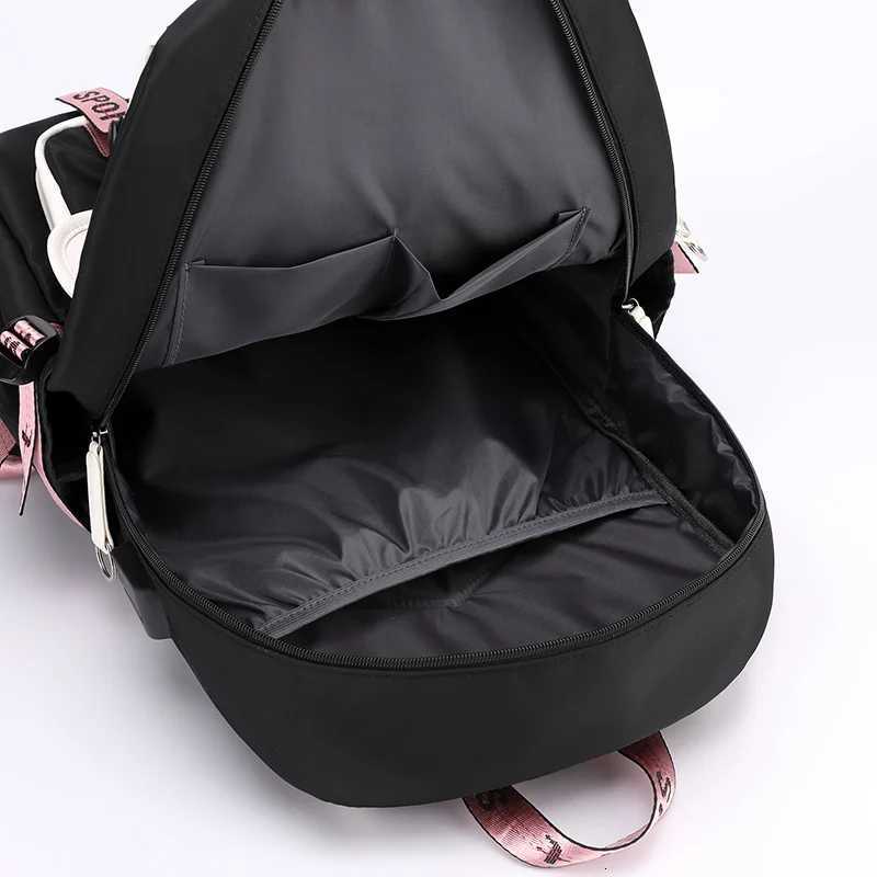 Large School Bags for Teenage Girls USB Port Canvas Schoolbag Student Book Bag Fi Black Teen School Backpack Mochila Y250722