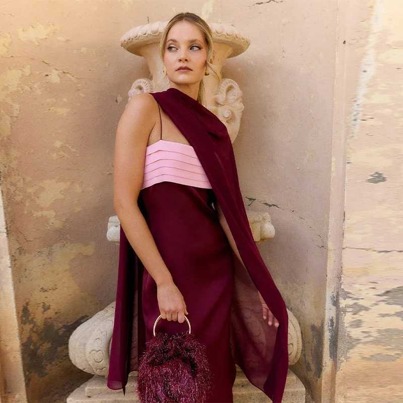 Eor Block Suepander Maxi Dress Sexy Off Shoulder Backless Long Robe 2025 New Summer Lady Chic Lady Party Streetwear XJ250722
