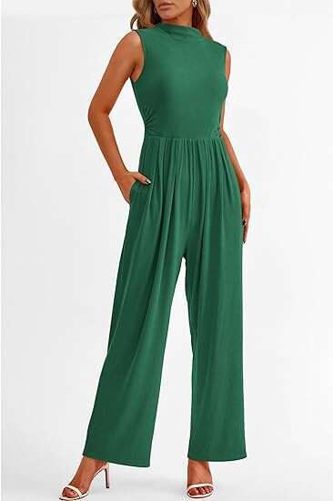 Women Elegant Summer Formal Casual Romper Sleeveless Ladies Wide Leg Jumpsuit With Pockets B5