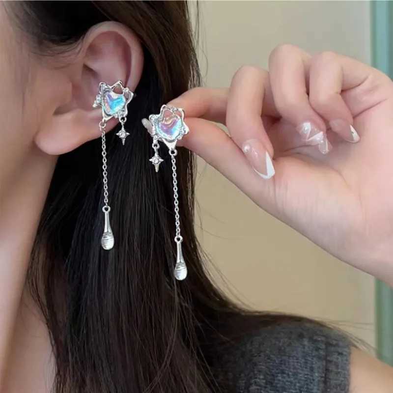 Opal Moonstone Heart-shaped Irregular Star Pendant Tassel Earrings Women Light Luxury Goth Jewelry y2k XJ250722