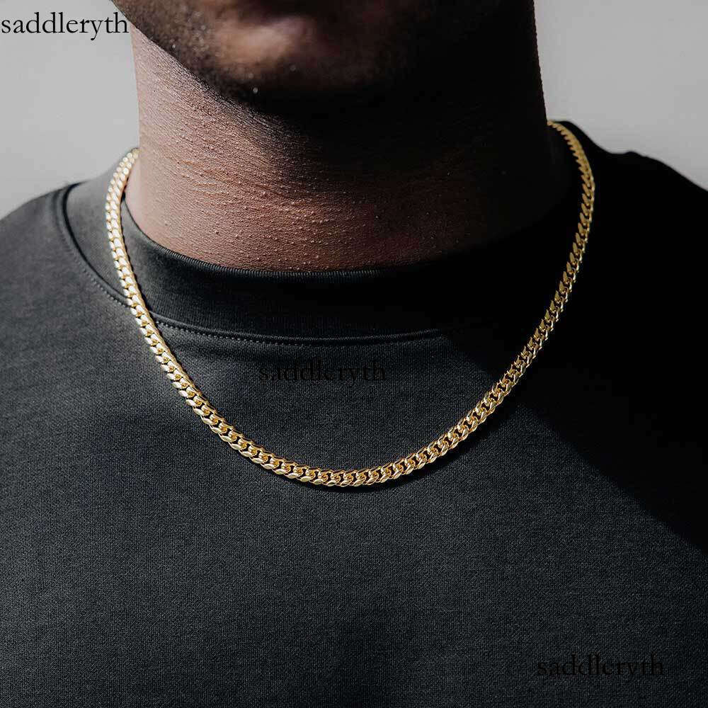 Miami Cuban Link Chain For Men Punk Gold Chains Stainless Steel Choker Necklace Hip Hop Jewelry Gift 5mm 16-30 inch