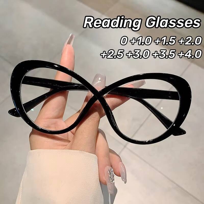 Luxury Retro Cat Eye Reading Fashionable Large Frame Presbyopia Glasses for Women Blue Light Blocking Computer Eyewear ddmythur