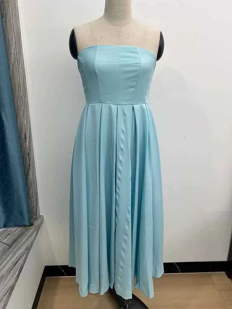 NIDANSSI Strapless Lining Pleated Evening Party Dress Women Backless Robes Sexy Bodycon Long Summer Dress Vestidos XJ250722