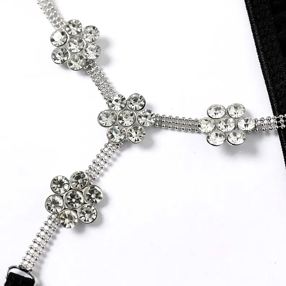 Stonefans Sexy Flower Crystal Thong Bikini Panties Jewelry for Women Stretch Rope Rhinestone Thong Back Panties Body Jewelry