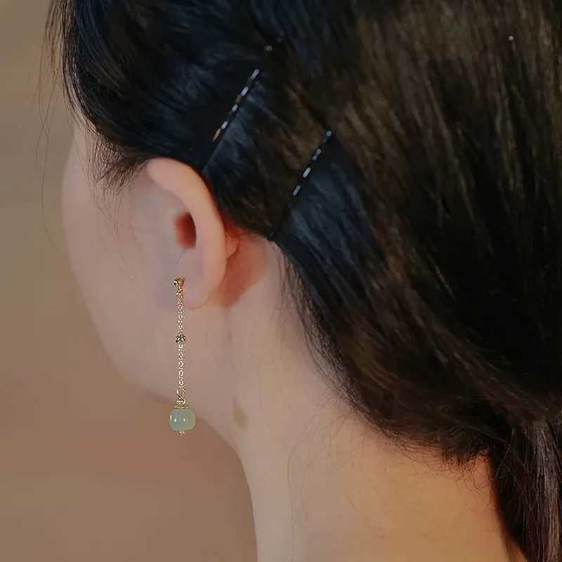Hetian Jade Long Earrings Female Fringe Ear Line Ancient Chinese Style Hanfu Cosplay Accessories Ethnic Jewelry for Women Girls XJ250722