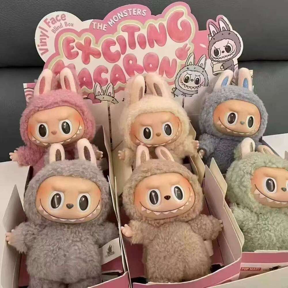 PMT Labubu The Monsters Heartbeat Macaron Enamel Face Blind Box Pvc Figurine Labubu sitting party Kawaii Doll Kid Christmas Gifts