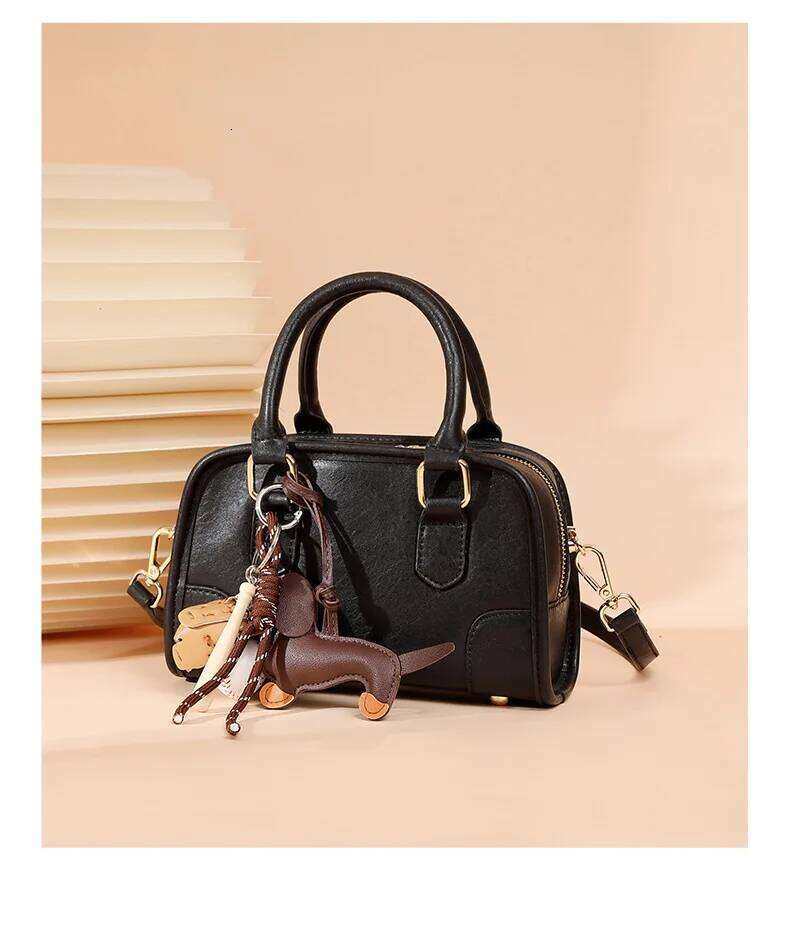 Designer Bags 2025 New Second-Layer Cowhide Boston Women's Commuting Versatile Bowling Bag Niche Design Support Free Gold Stamping Luxury Bag
