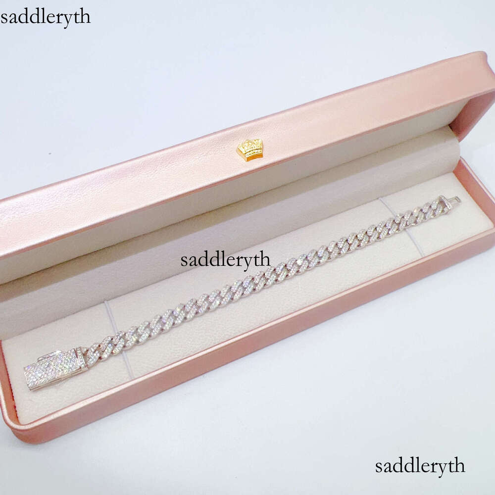 Chains 8mm 18-24inch Sterling Sier VVS Moissanite Cuban Chain Necklace 7/8/9inch Bracelet For Women/Men Nice Gift