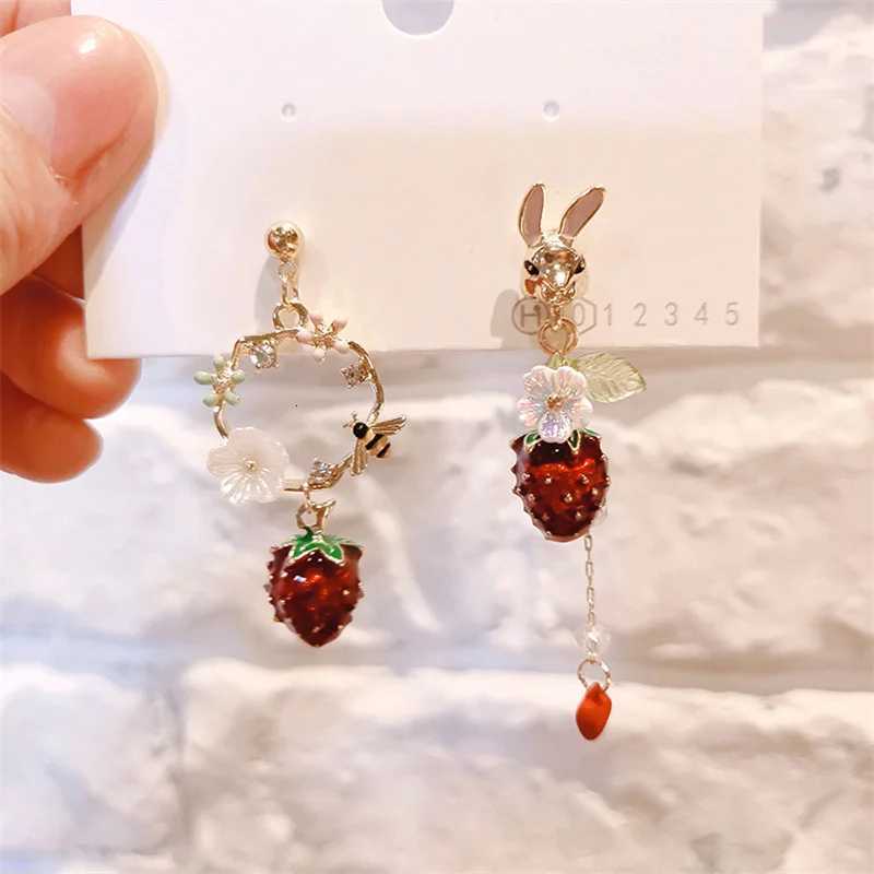 Korean Style Flower Cute Animal Rabbit Dangle Earrings For Women Sterling Silver Zircon Bee Asymmetrical Tassel Earring Party Jewelry XJ250722